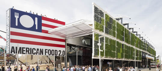 The USA pavilion, featuring the world’s largest vertical garden